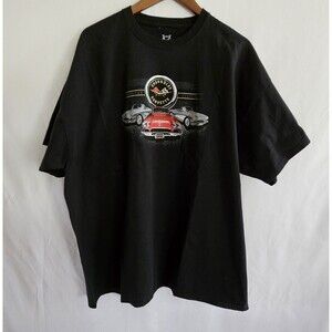 Chevrolet Corvette T-Shirt Men's Black American Classic Knit Shirt Size 3XL